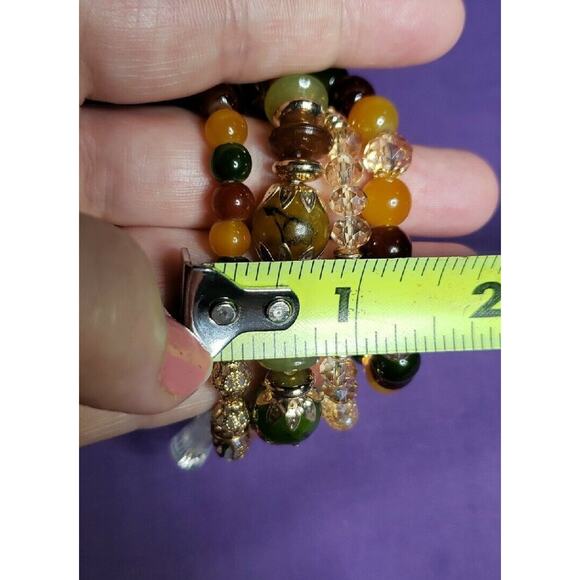 Set Of 4 Glass Bead Stackable Bracelets Multicolored Beads & Gold Tone Metal NEW - Picture 14 of 14